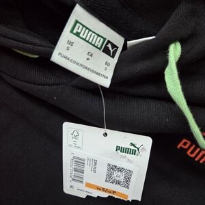 Puma Black Hoodie with Green Drawstrings